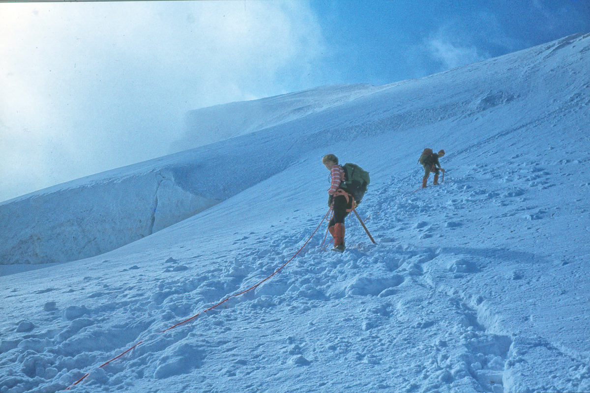 secured on the mountain rope we went through the glacier